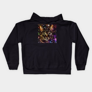 Striped Space Cat Kids Hoodie